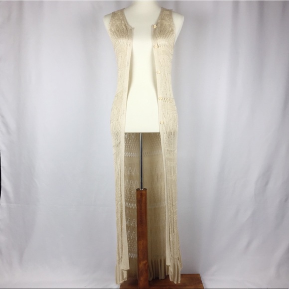 New LF Sleeveless Long Crochet Cardigan - Picture 1 of 8